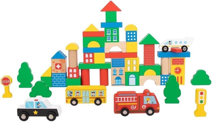 BLOQUES DE MADERA 50 PIEZAS LA CIUDAD